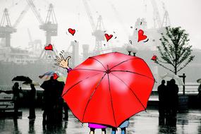 hamburg umbrella rain road city