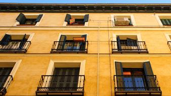 yellow building facade in Madrid