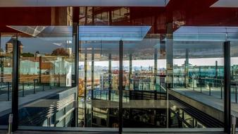 glass reflection in a modern building in Madrid