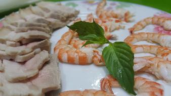 delicious boiled shrimp and meat