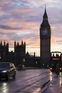 view of the sights of london at dusk