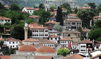 top view of mosque in old town, Turkey