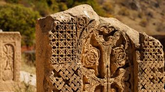 ornate Cross, ancient Stone Carving, armenia, noravank