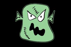 painted green zombie head