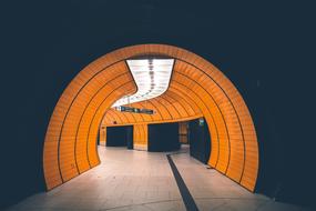 orange tunnel walls