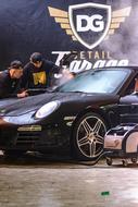 Cleaning dark car with water