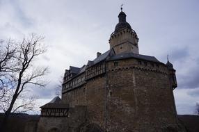 Beautiful castle in Falkenstein, under cloudy sky, among the trees in Germany