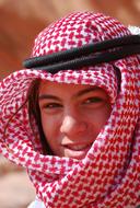 Young Boy in keffiyeh, arab scarf on head