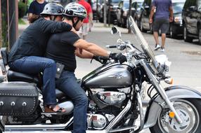 couple in love on a motorcycle