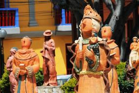 ceramic fegures in a park in colombia