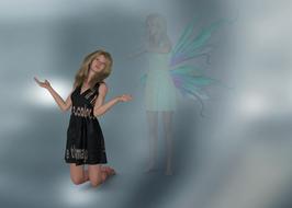 the girl in the black dress and the fairy