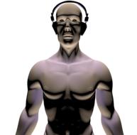 man headphones isolated drawing