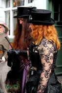 Women in Steampunk styled clothes