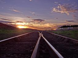 Train Line Sky Sunset