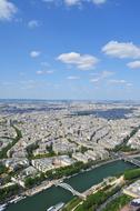 bird's eye view of the city along the river