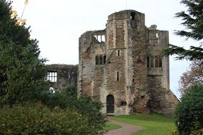 old Castle among the plants in Newark