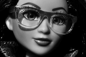 monochrome photo of Doll Pretty Face