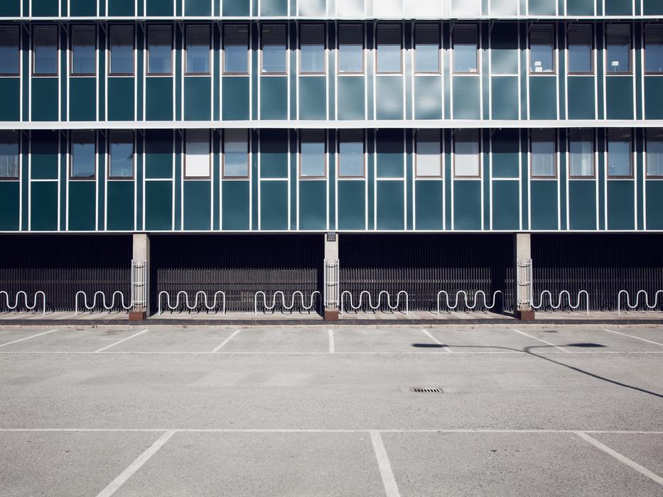 glass building in the car park
