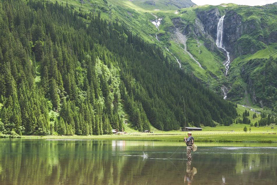 Fisherman Fishing Grass