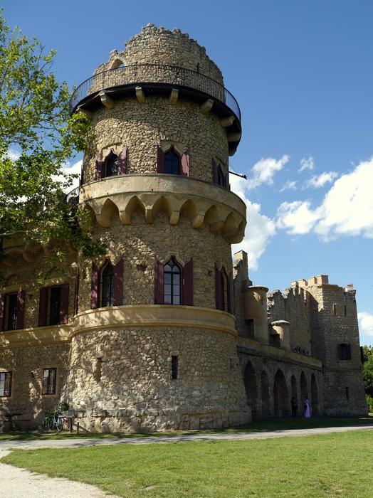 The tower has an old view the landscape is beautiful
