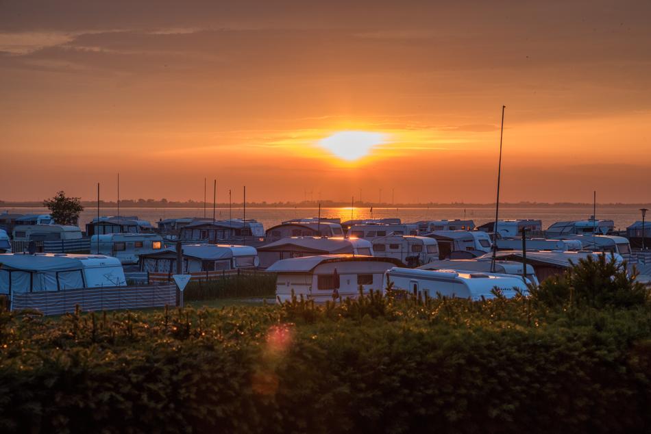 sunset by the city