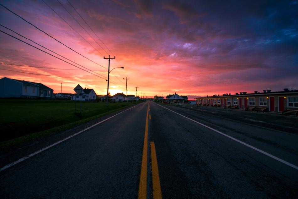 Tourist Path Road Sunset In Rural