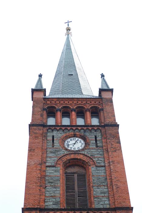 church tower with red bricks