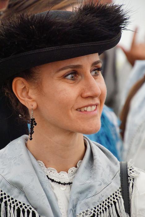 Portrait of the smiling Tyrolean woman in Fassa, Italy