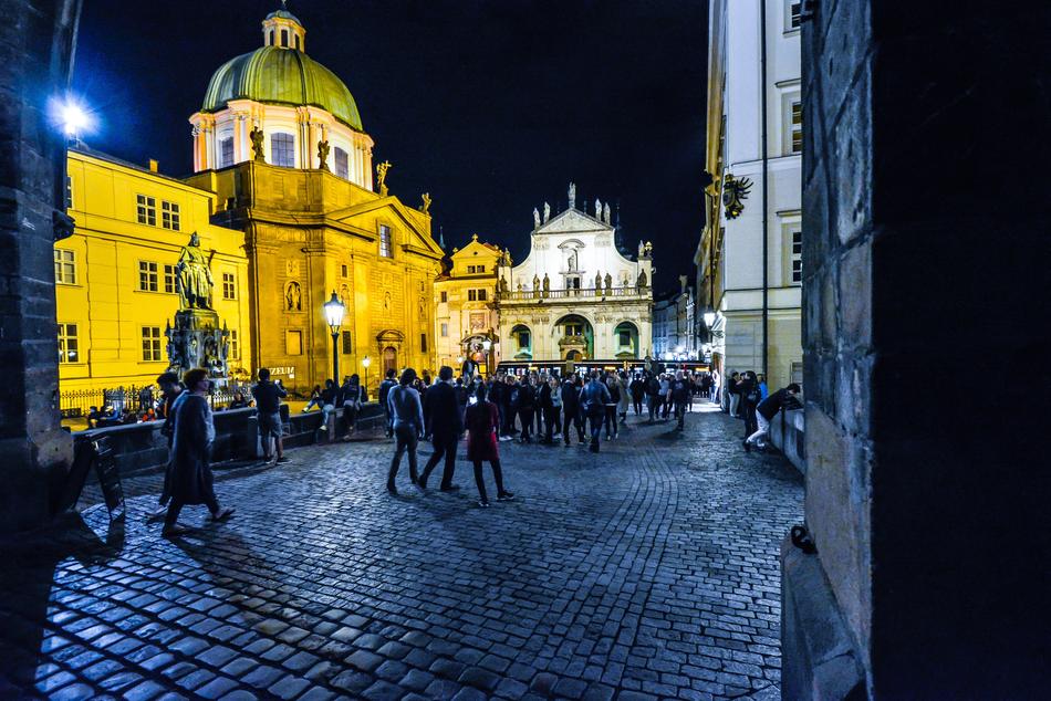 crowd of people in Prague