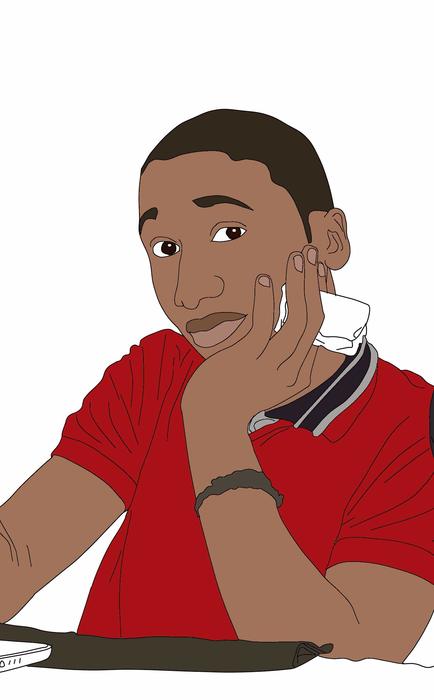person in red as a drawing