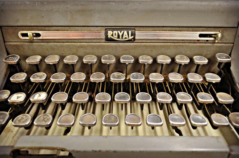 The typewriter is an old landscape view