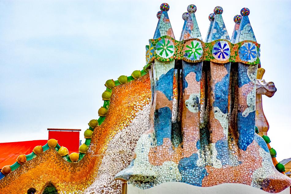 Colorful and beautiful Casa Balto, by Gaudi in Barcelona, Spain