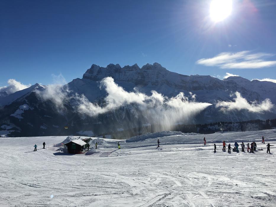 Skiing on Mountain in Switzerland
