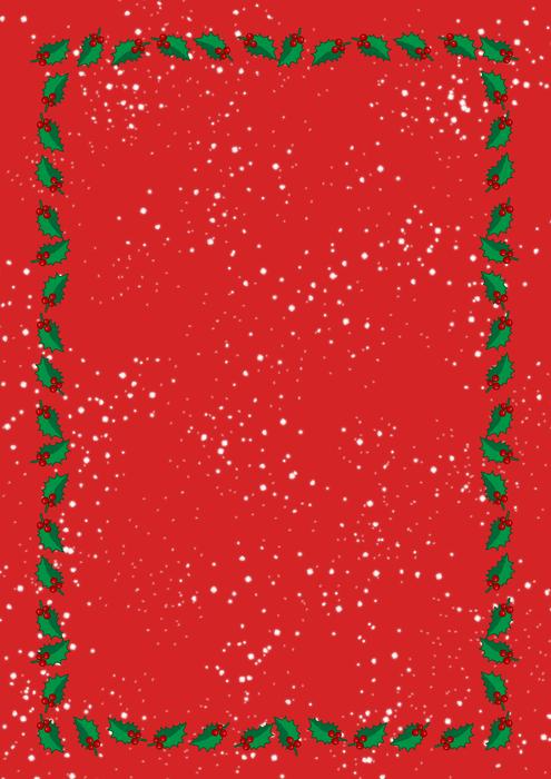 red christmas template with holy leaves border