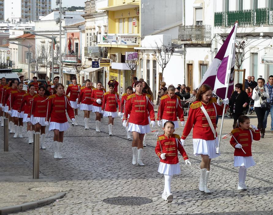 parade of schoolgirls