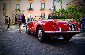 red car on the street