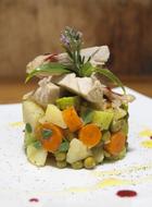 salad and vegetables with meat