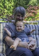 happy father with little son