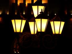 bright light of lanterns on a night street