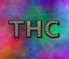 thc inscription on multicolored background