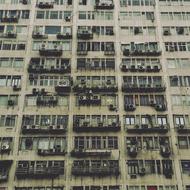 residential high-rise building with balconies