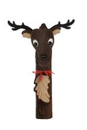 Beautiful and colorful wood figure of the moose, at white background, on clipart