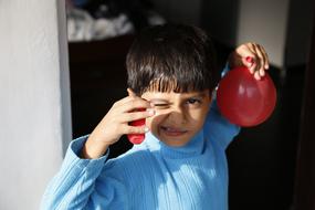 Balloon red and Boy