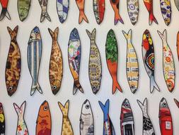 Colorful sardine fishes on the white background