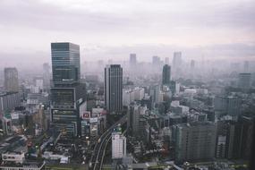 Cityscape of foggy Buildings City