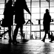 people silhouettes in the station in Rotterdam