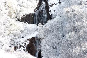 Waterfall Snowy Landscape Nature