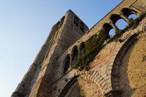 Low Angle view of aged ruin at sky