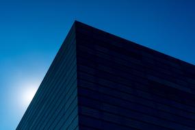 corner of minimalist contemporary Building at Blue Sky