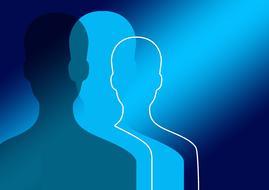 silhouette person head blue drawing